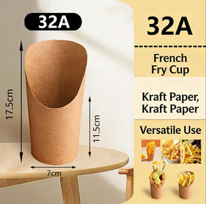 Vaso de Papel Kraft Biodegradable Personalizable para Papas Fritas, Vaso Multifuncional para Aperitivos de Comida Rápida - Product Image 5