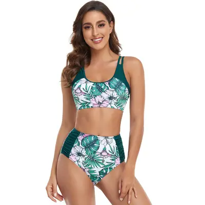 Maillot de bain à deux bretelles, modèle Floral, ensemble deux pièces, culotte tanga, Bikini, costume de bain pour les femmes, Sexy, costume de bain pour les baigneurs