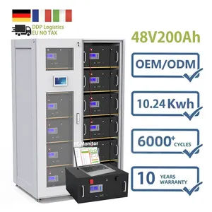 10 năm bảo hành 6000 chu kỳ 10KW Pin biến tần 16S 200A BMS Lithium Ion Phosphate Pin LiFePO4 năng lượng mặt trời gói pin 48V 200AH