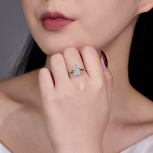 <span class=keywords><strong>Bague</strong></span> de fiançailles <span class=keywords><strong>solitaire</strong></span> ovale de luxe en moissanite 4,5 CTW, argent sterling S925, bijoux fins - Product Image 6