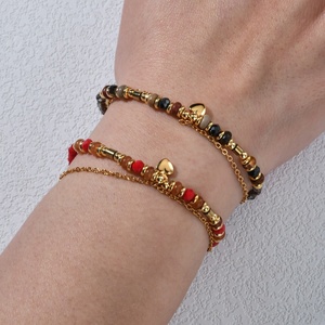 Женский двухслойный браслет из нержавеющей стали, браслеты, бусины, хрустальные персиковые, позолоченные, простые трансграничные взрывные конструкции - Product Image 3