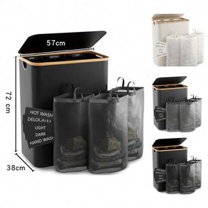 Cesto de Ropa Plegable Grande para el Hogar, Cesta de Lavandería de Bambú Resistente con Tapa - Product Image 2