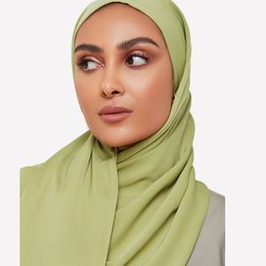 高级纯色麦地那真丝雪纺头巾女围巾奢华披肩穆斯林头巾马来西亚头巾围巾Tudung - Product Image 3