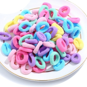 Petits <span class=keywords><strong>élastique</strong></span>s à cheveux en coton multicolores pour enfants et filles, porte-queue de cheval sans pli - Product Image 3