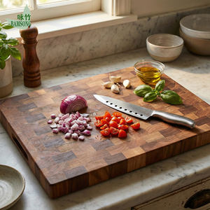 <span class=keywords><strong>Planche</strong></span> à découper double face en bambou à grain bout, bloc à découper en bois, ustensiles de cuisine avec côté pour fruits, légumes, viande, passe au lave-vaisselle - Product Image 3
