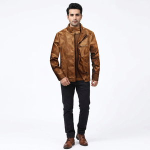 Chaquetas Varsity de Cuero Genuino Recubierto al por Mayor, Chaqueta con Capucha de Estilo Vintage con Cuello Alto Personalizada para Hombre y Unisex - Product Image 1
