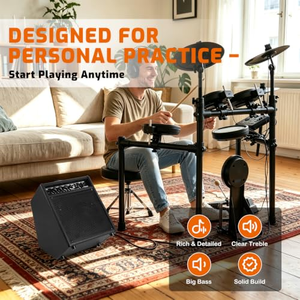 Haut-parleur pour batterie électronique 25W, amplificateur portable Bluetooth pour batterie, clavier et guitares en bois - Product Image 6