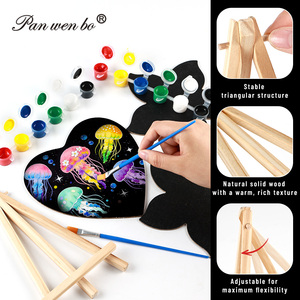 Kit de <span class=keywords><strong>peinture</strong></span> Panwenbo avec panneaux de toile DIY de forme personnalisée à dos noir <span class=keywords><strong>et</strong></span> chevalet - Product Image 5