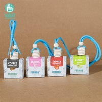 Emballage YAN, flacon de parfum pour voiture portable, carré, transparent, 8 ml, avec couvercle en bois, boîte en papier personnalisée