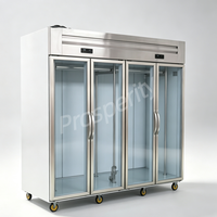Vitrine Réfrigérée Commerciale 2,4 m à 4 Portes Vitrées pour Viande, Bœuf, Porc, et Préservation de Viandes Fraîches