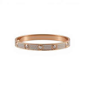Bracelet jonc en moissanite plaqué or rose pour femme, style visseré, inspiré des créateurs, bijou de poignet de luxe pour soirée - Product Image 1