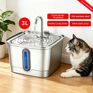Food Grade Stainless Steel Pet Water Feeder Anti Overflow Design Indoor Household <b>Drinking</b> Fountain - Product Image 2