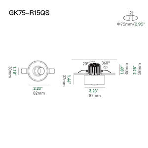 XRZLux 모던 스타일 15W 반 매입 형 LED 통 알루미늄 눈부심 방지 실내 매입 형 조명 밝기 조절이 가능한 LED 스포트라이트 - Product Image 5