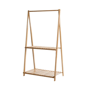 Bamboo Small Clothes Racks Wooden Dress up Storage Costume Rack Short Toddler Kids Clothing Organizer with <b>Shoe</b> Use - Product Image 1