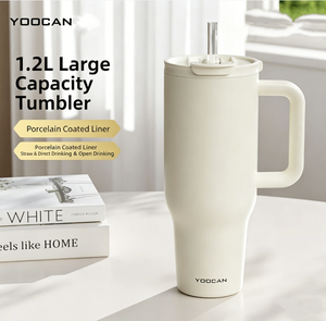 Thermos en acier inoxydable Yoocan de 40 oz avec poignée, double bec verseur, isolation thermique de 6 à 12 heures, vaisselle de camping portable - Product Image 1