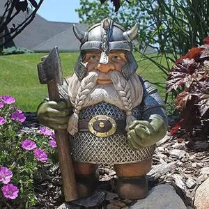 Statue de personnage en résine, Viking <span class=keywords><strong>nordique</strong></span>, Gnome <span class=keywords><strong>nordique</strong></span>, Figurine de jardin, Sculpture de gnome, Figurines de Viking, Ornements d'<span class=keywords><strong>elfe</strong></span> pour jardin - Product Image 2