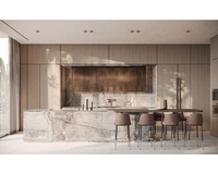 Armoire de cuisine murale contemporaine multifonctionnelle de luxe sur mesure avec porte en verre