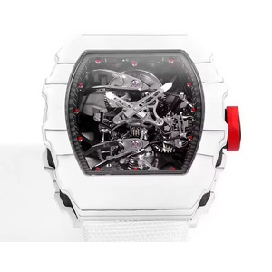 Collector's Grade High Quality White Carbon Fiber Skeletonized Tourbillon <b>Automatic</b> Mechanical Diver Sports Watch Rubber for Men - Product Image 3