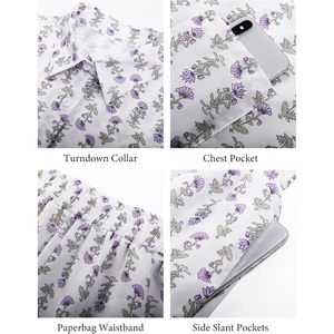 Ensemble de pyjama floral pour femmes, chemise à manches courtes boutonnée, shorts en tissu Oxford respirant, vêtements décontractés pour le printemps et l'été - Product Image 5