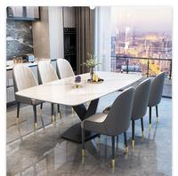 Ensemble Salle à Manger Moderne Luxe 8 Chaises Table Meuble Métal Dessus Marbre pour Cuisine Salon Bar Ensemble Repas 6 Chaises