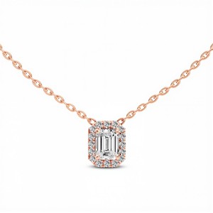Colgante de Diamante Cultivado en Laboratorio con Corte Esmeralda de 0.50 Quilates para Mujer, Color VVS VS EF, Plata de Ley 925, Oro de 10KT 14KT 18KT, Joyería Fina - Product Image 4