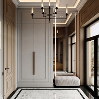 Lemari lorong desain pengocok Modern kustom lemari pakaian lantai ke langit-langit kualitas tinggi kabinet pintu masuk penyimpanan tahan lama dengan bangku empuk