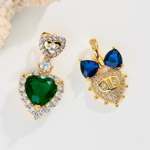 Nouveau Collier Pendentif Cœur en Laiton Plaqué Or 18K avec Zircon Cubique, Charme Cœur d'Amour Coloré de Luxe pour Femme, Bijoux HD521 - Product Image 3