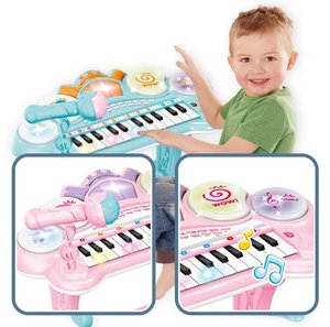 Wholesale Piano Keyboard Light Drum Microphone <b>Stool</b> Electronic Piano Children's Educational Toy English - Product Image 3