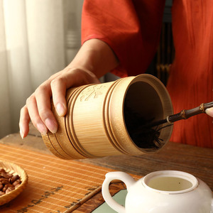 Ensemble de boîtes à thé en bambou, récipients hermétiques pour la conservation du thé, options de taille portables - Product Image 3