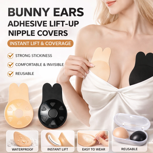 Reggiseno Adesivo a Forma di Orecchie di Coniglio, Push-up Invisibile in Silicone per Donna, Copricapezzoli Adesivi - Product Image 1