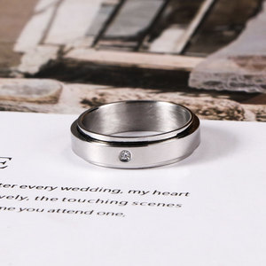 Minimalist Rotating <b>Ring</b> With Diamond Stainless Steel Unisex Everyday Wear SA1215 - Product Image 5