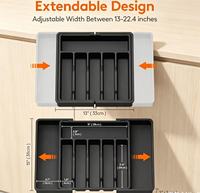 Organizador de cubiertos expandible para cajones, bandeja divisora ajustable con hebilla para utensilios de cocina, separador de almacenamiento de cubiertos.
