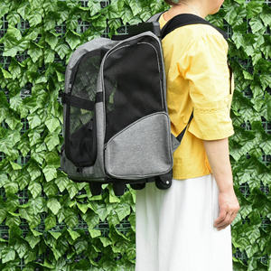 PawHut 2-in-1 Dog and <b>Cat</b> Carrier <b>Backpack</b> 42x25x55cm Grey with Side Pockets and Telescopic Handle & Wheels - Product Image 2