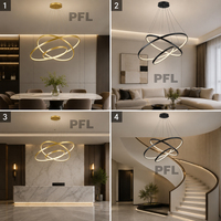 Lampe suspendue LED moderne en fer et aluminium, double boucle torsadée, or et noir, 3 températures de couleur, pour hôtel et villa (vente en gros)