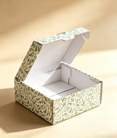 Boîte d'expédition en carton ondulé personnalisée, écologique, recyclable, réutilisable, motif feuille artistique, blanc laiteux, vente en gros