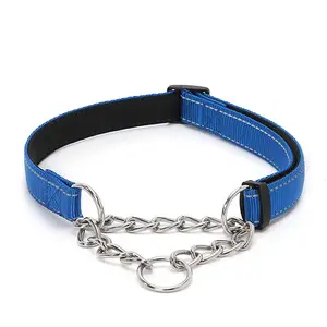 Hot Selling Metal Silver Heavy Duty Bungee Pet Leads Elastic Braided Leather Spiked Dog Chain Collar