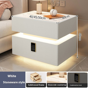 Comodino Intelligente per Camera da Letto, Tavolino con Ricarica Wireless e Bluetooth, Serratura con Password e Cassetti in Legno - Product Image 2