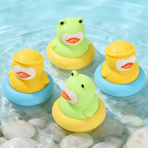 <b>Mini</b> Duck Bath Toy With Spray Water Function For Infants And Toddlers 0-3 Years Old Frog And Yellow Duck Design - Product Image 1