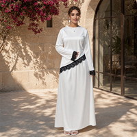 Ensemble élégant Loriya Abaya avec dentelle contrastante, haut asymétrique à manches longues et jupe longue pour femmes, vêtements modestes occidentaux