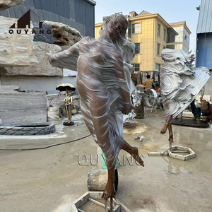 QUYANG jardin décoration métal assis Bronze laiton Sexy fille <span class=keywords><strong>nue</strong></span> Statues taille réelle Statue Sculpture pour piscine - Product Image 4