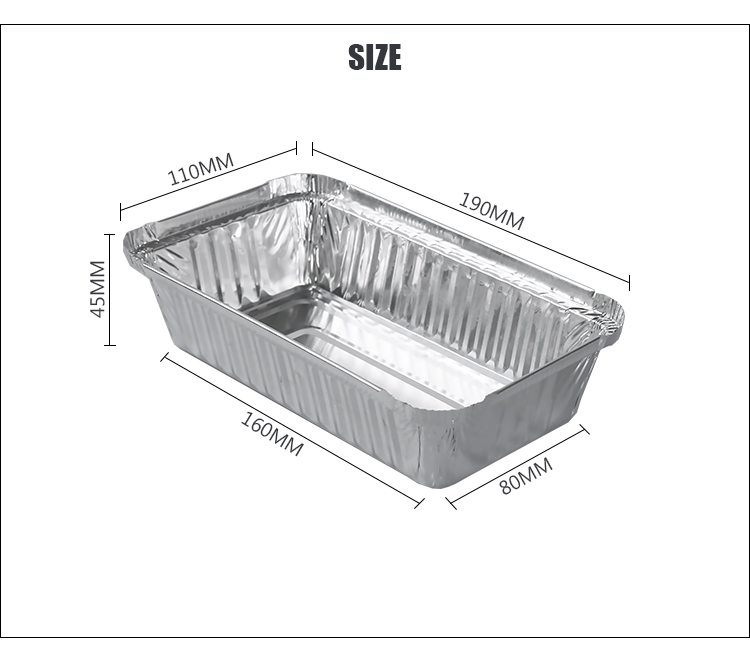 Custom Rectangular Foil Trays Disposable Aluminum Food Packaging For Kitchen