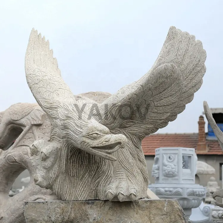 Decoração de jardim de granito natural escultura estátua da águia