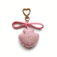 Porte-clés Coquillage Série Océan Mignonne en Cuir PU Durable Style Moderne avec Broderie Artisanale, Breloque de Sac Pendentif