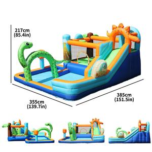 Parc aquatique gonflable Dinosaure DarlingKids Combo - Château gonflable pour enfants avec toboggan et piscine à jets pour fêtes estivales - Product Image 5