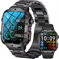 Jam Tangan Pintar Pria Pelacak Kebugaran Android/iPhone Tekanan Darah/Denyut Jantung/Tidur 100 Mode Olahraga IP68 1.96" HD 420mAh 2