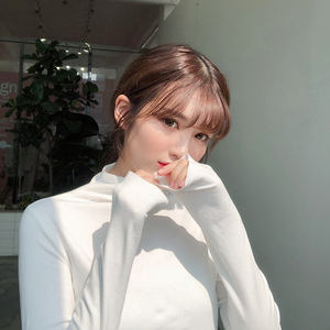 Women High Neck Long Sleeve Solid Color T-Shirt Slim Fit Autumn Winter <b>Top</b> Polyester Fiber Base <b>Layer</b> Shirt - Product Image 3