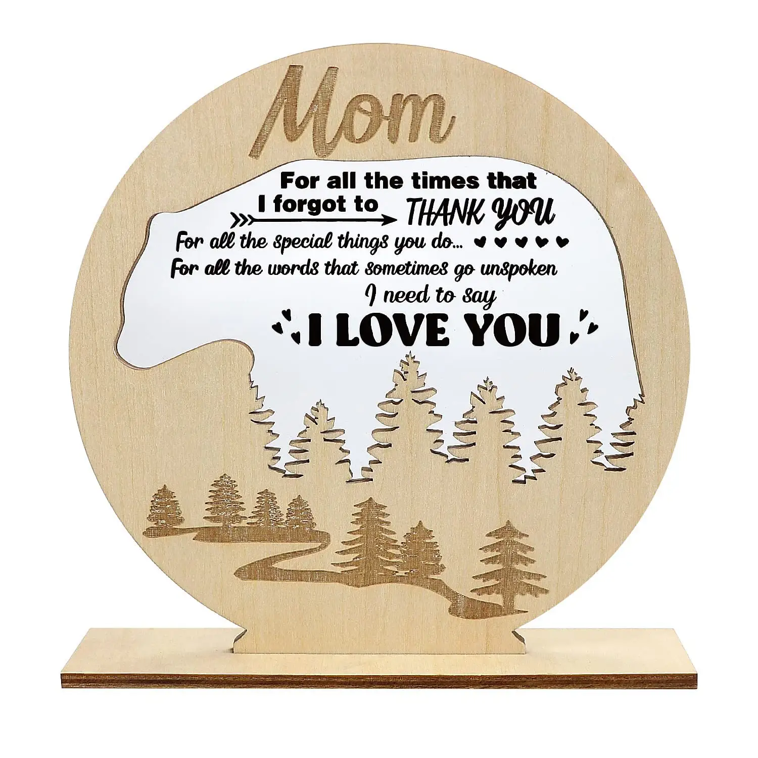 En bois acrylique ours maman Plaque fête des mères cadeau Souvenir bureau décoration maison bureau ornements