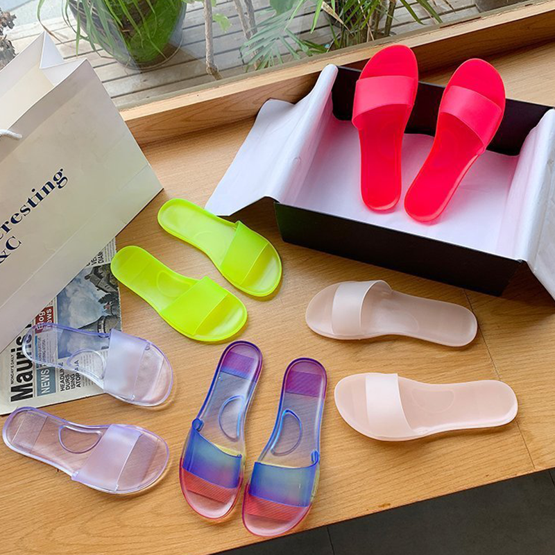 JOGHN hot sale clear upper flip flop women sandals cheap slide slippers for laides big size jelly sandals
