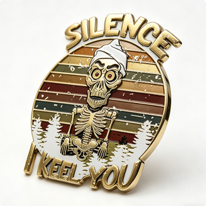 Pin de esmalte de aleación de zinc con diseño de esqueleto personalizado, estilo vintage retro atardecer, para insignia de esmalte duro 2D, para coleccionistas de Navidad y Pascua - Product Image 3