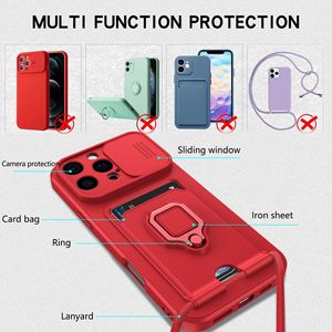 เคสโทรศัพท์แบบมีวงแหวนแม่เหล็กสำหรับกล้องแบบเลื่อนได้ สำหรับ iPhone 17 16 15 Pro Max พร้อมช่องใส่บัตร ที่ตั้งวางได้ ป้องกันโทรศัพท์มือถือ - Product Image 5